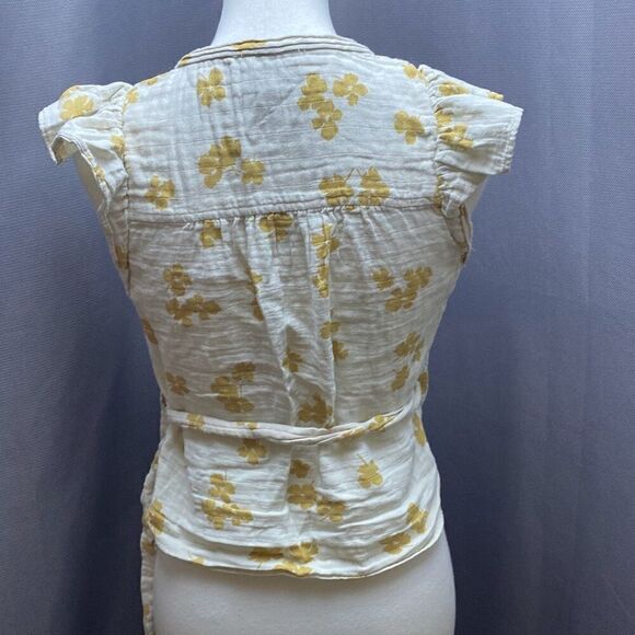 Madewell flutter sleeve floral wrap shirt top XS gauze - Picture 5 of 10